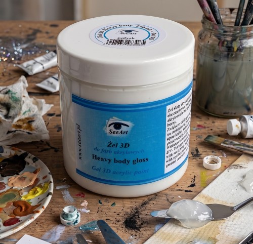 Żel 3D strukturalny z połyskiem do farb akrylowych SeeArt 250ml opakowanie.jpg
